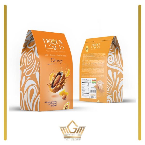 Almond and orange coated dates